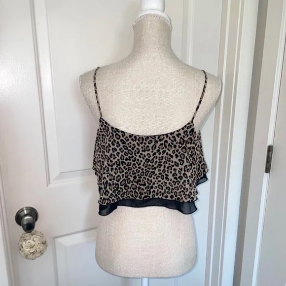 Charlotte Russe | NWT Y2K Made In USA Leopard Print Ruffle Crop Top | Size M - Picture 3 of 9